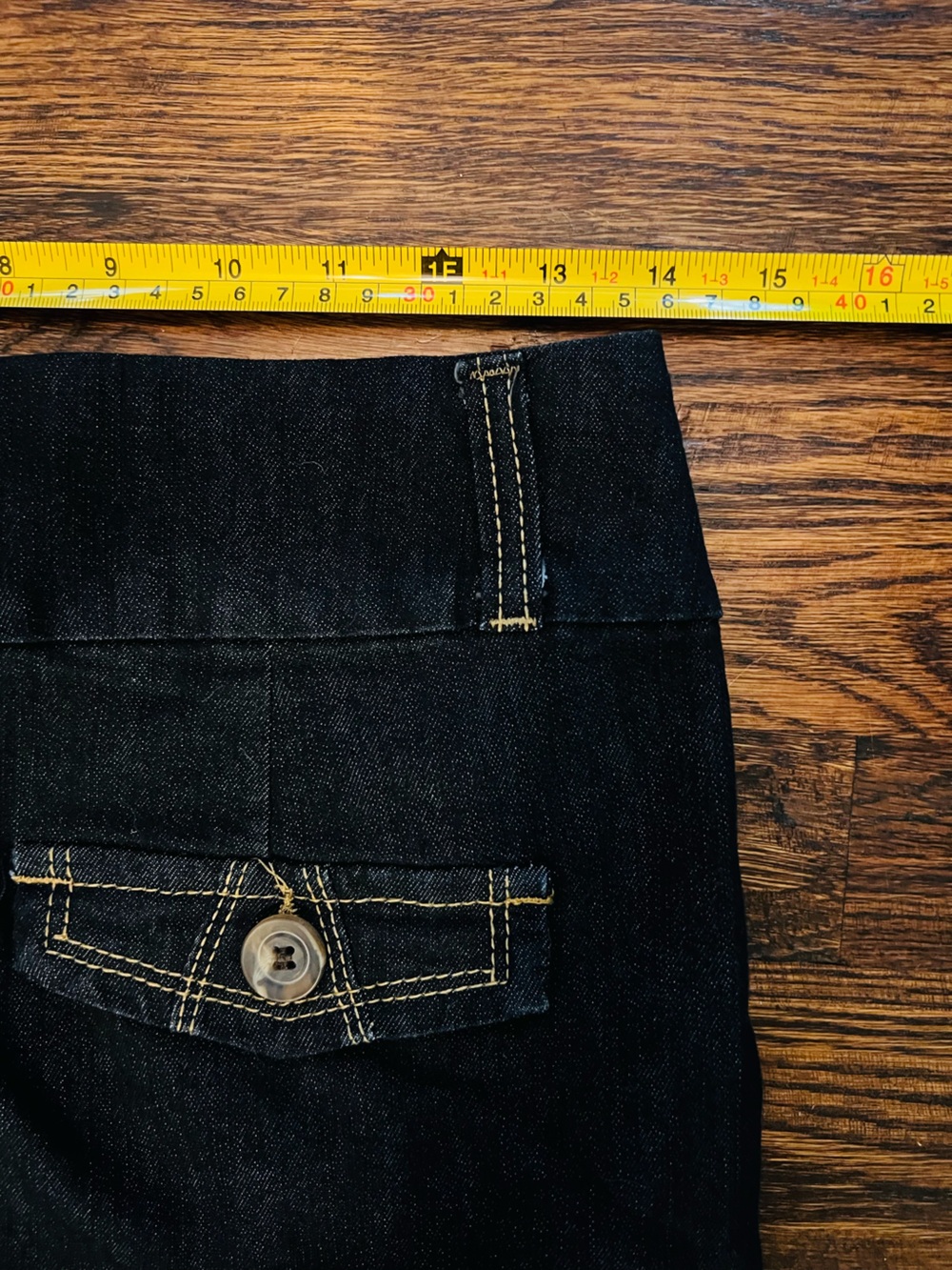 Dark Wash Pencil Denim Skirt Size Small Contrast Stitch Knee Length - Picture 6 of 10